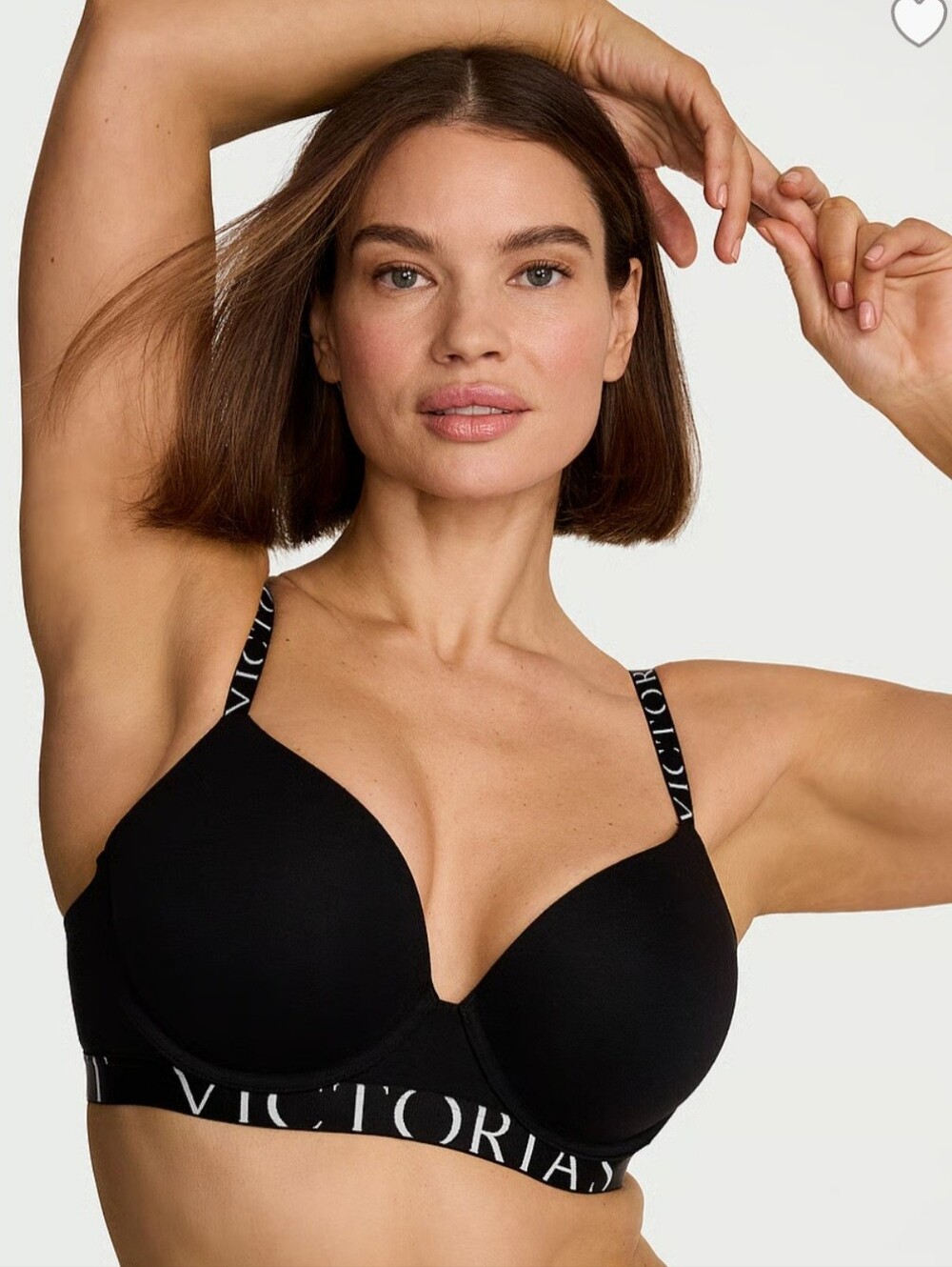 Victoria's Secret Black Logo-Trim Smooth T-Shirt Bra